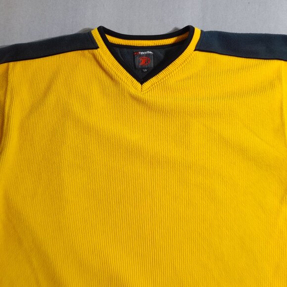 Zero Fahrenheit thick winter fleece sweater men's size L yellow with dark blue - Picture 2 of 12